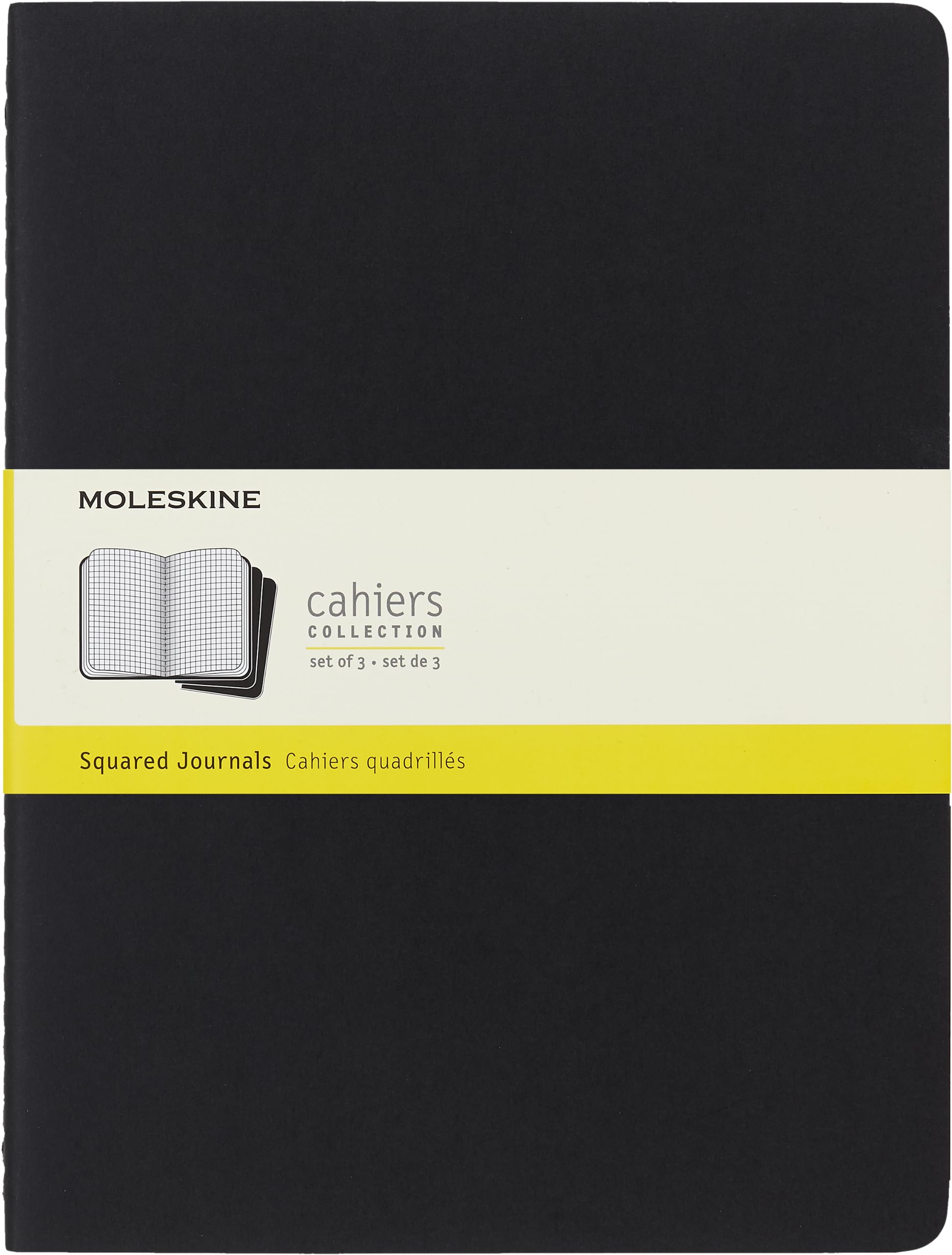 Moleskine Cahier Journal, Soft Cover, XL (7.5" x 9.5") Squared/Grid, Black, 120 Pages (Set of 3) — image 1