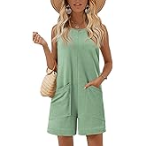 Ekouaer Womens Romper Summer Sleeveless Jumpsuit Casual Short Overalls with Pocket 2025