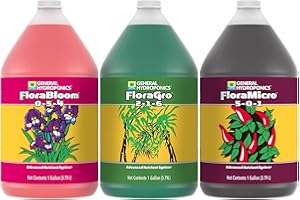 General Hydroponics 3 Piece Flora Grow, Bloom, Micro Combo Fertilizer Set, 1 gal