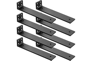 AUNULAHCA Floating Shelf Brackets 6 inch, Heavy Duty Wall Shelf Brackets 8 Pack for Shelves Support, Hidden Metal L Brackets with Mounting Hardware (1/5'' Thick)