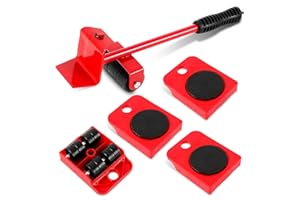 BURIUS Furniture Lifter Tool & Furniture Moving Sliders Set 360° Rotating Wheels Up to 220 lbs, Refrigerator Movers Sliders with Smooth Glide, Non-Scratch Design for Hardwood Floors, Home & Office Appliances
