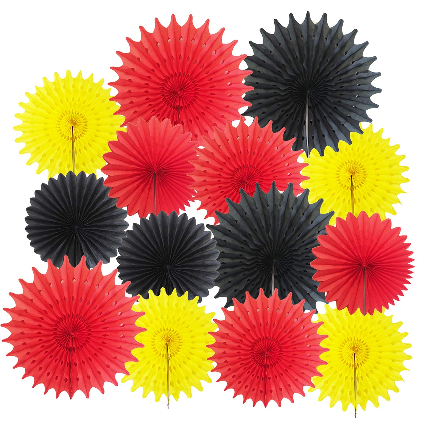 Mickey Mouse Party Supplies 14pcs Yellow Red Black Paper Fans For