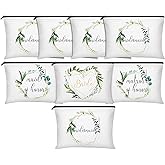 8 Pcs Bridesmaid Makeup Bag Matron of Honor Gifts Bridal Bag for Bridal Wedding Party Gift(Leaves Pattern)