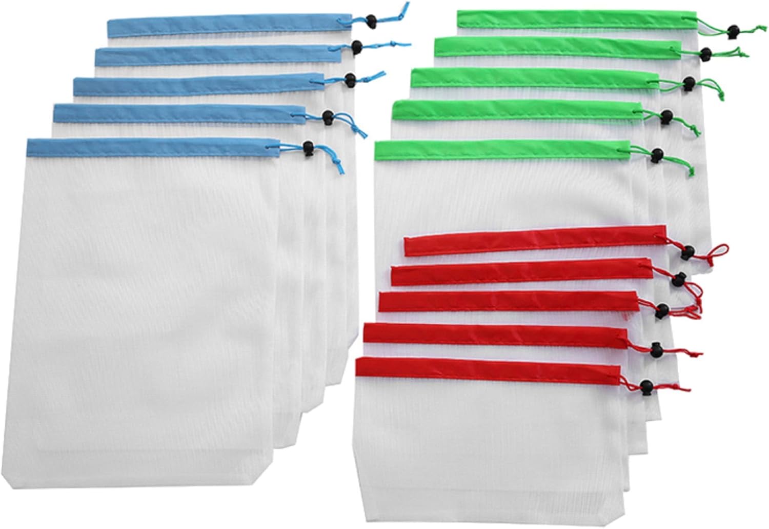 HVT183 Reusable Mesh Produce Bags, 15pcs 3 Sizes Reusable