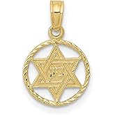 10k Yellow Gold Star of David Pendant with Hebrew Chai Symbol, Unisex Jewish Faith Necklace for Daily Wear, Spiritual Judaica Jewelry, Religious Gold Charm for Men and Women, Identity Symbol