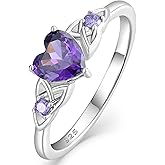 Vesitim Celtic Knot Rings for Women 925 Sterling Silver Solitaire Ring Wedding Engagement Band Heart Birthstone Jewelry Size 5-10