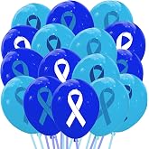 50 Pieces Blue Ribbon Balloons Party Decorations - Prevention Awareness Party Favors Supplies Colon Rectal Prostate Cancer Events Decor Balloon