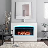 INMOZATA 50In Electric Fire with Surround White Freestanding Fireplace Remote view 8