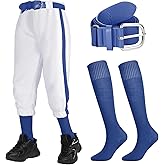 Cozypower 3 Pcs Baseball Pants Combo Set Men Youth Boy and Girls Softball Pants with Socks and Belts