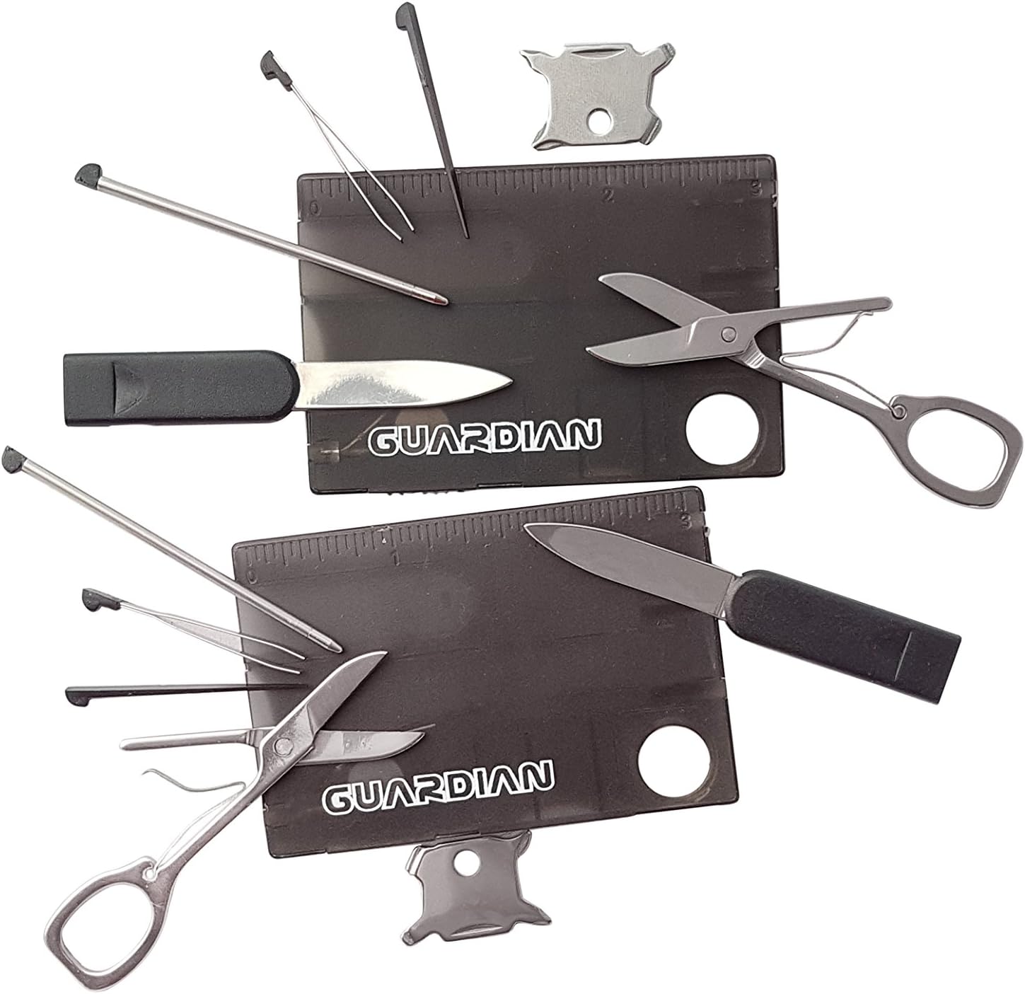 Guardian Accessories 12 in 1 Wallet Pocket Survival Tool Kit with Red LED Light [ 2 Multitools ]