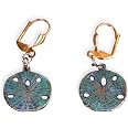 Handmade Verdigris Patina Sand Dollar Pendant Necklace - Solid Brass On Brown Leather - View #12