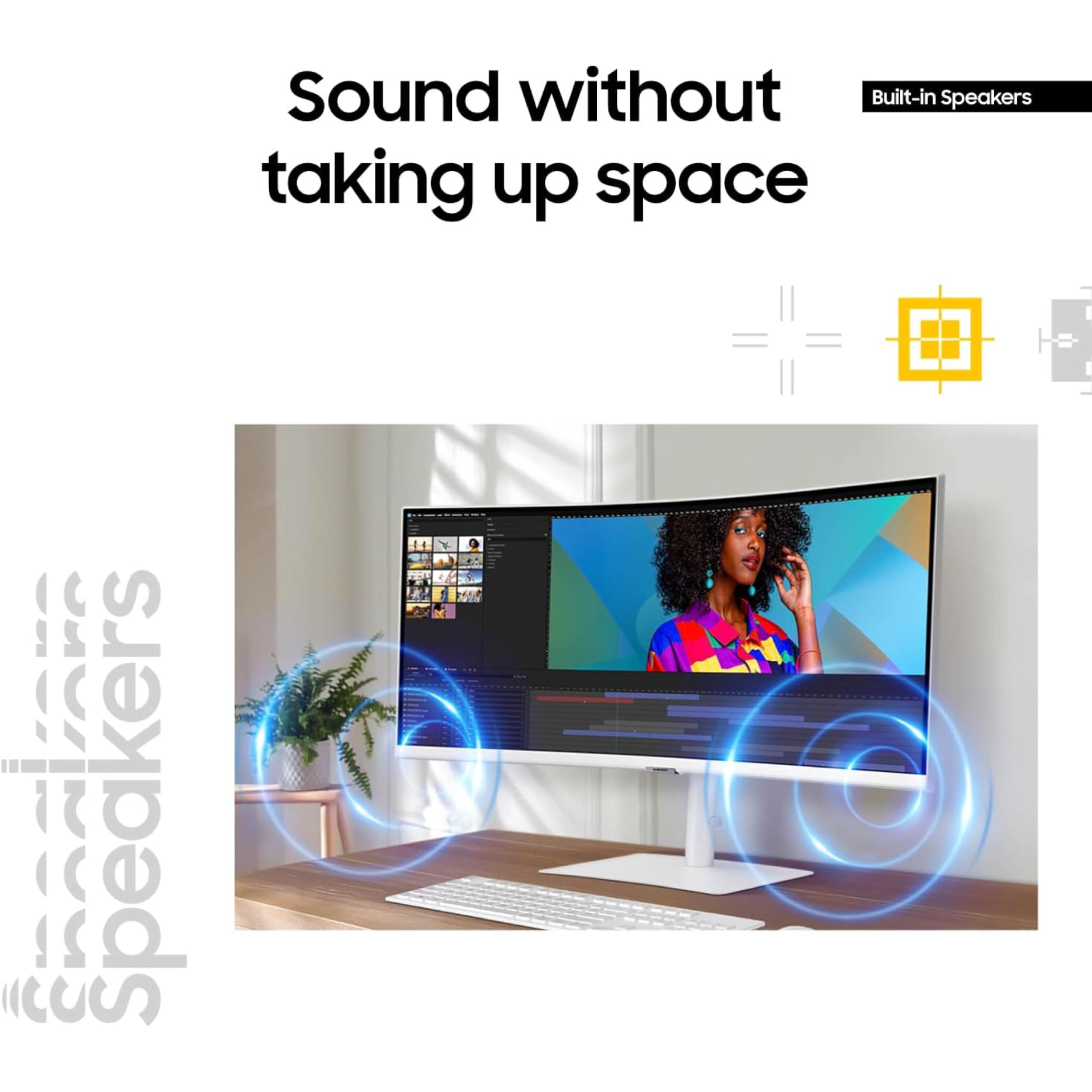 Samsung 34” ViewFinity (S65TC) Series Ultra-WQHD 1000R Curved Computer Monitor, HDR10, 100Hz, AMD FreeSync, Thunderbolt 4, Height Adjustable Stand, Built-in Speakers, Eye Care, LS34C650TANXGO, 2024