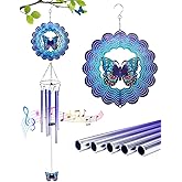 AZEEBOI Wind Chimes for Outside with Butterfly Wind Spinner, Valentines Day Birthday Gifts for Women Mom Friends Sisters Teacher, Windchimes Outdoor Decor Patio Garden Yard Butterflies Decorations