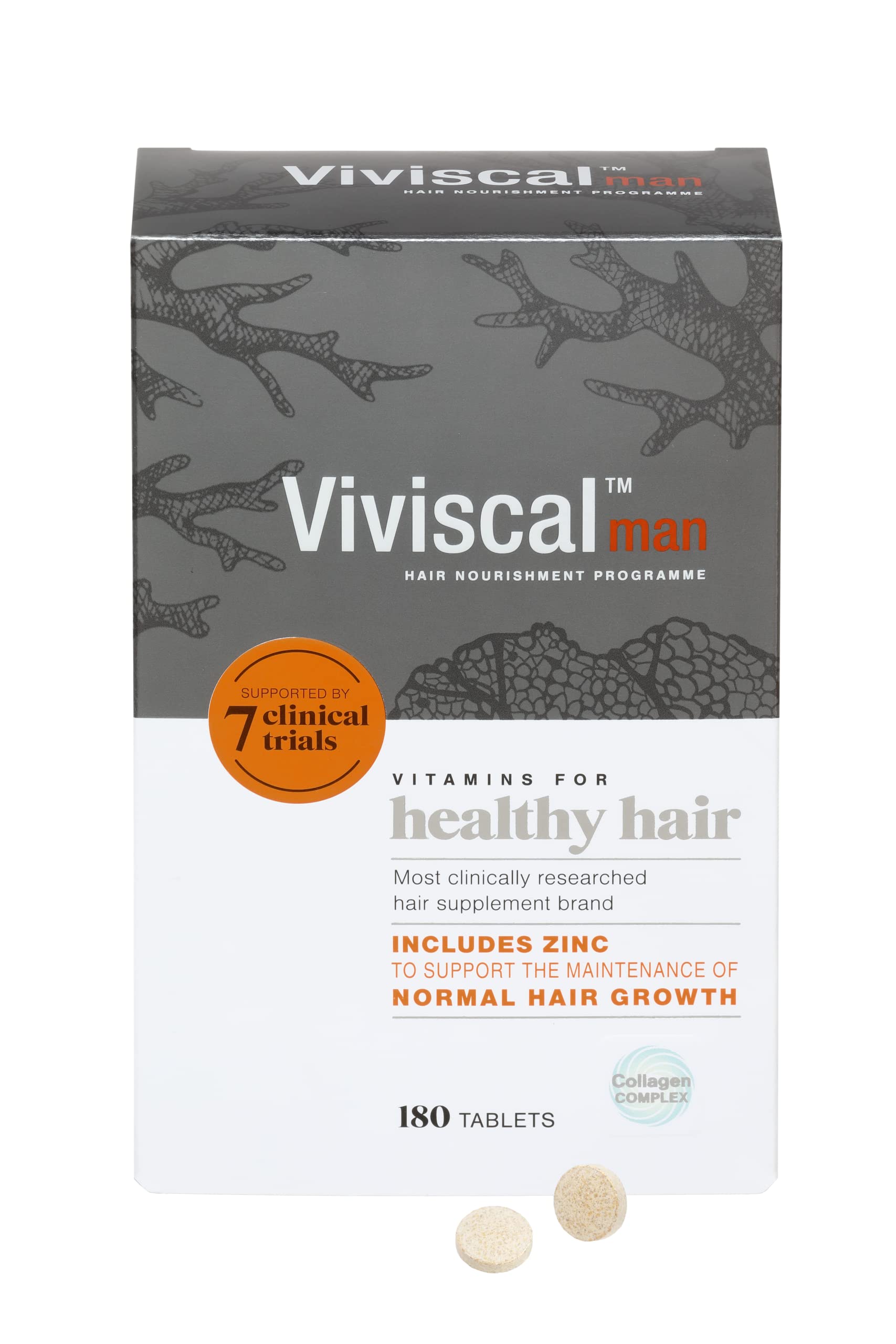 Viviscal Hair Supplement For Men, Pack of 180 Tablets, Natural Ingredients with Rich Marine Protein Complex AminoMar C, Zinc & Flax Seed, Contributes to Healthy Hair Growth (3 Month Supply)