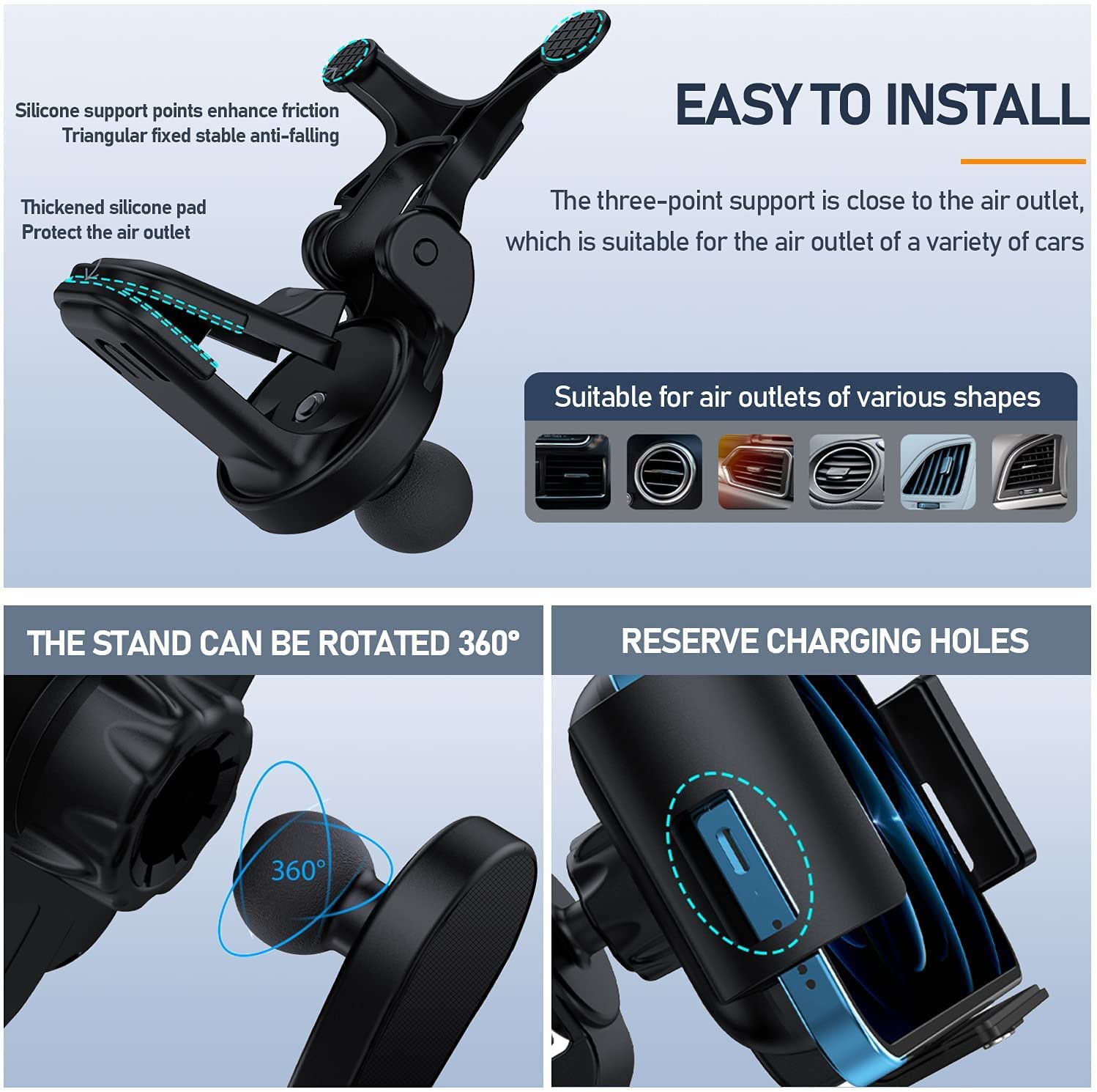 DearHot 15W Qi Wireless Car Charger Mount Holder Compatible for Samsung Galaxy Z Fold7 Fold6 Fold5 Fold4 Fold3 Fold2 Fold 4.3in-6.9in Phone Auto Clamp Fast Charger