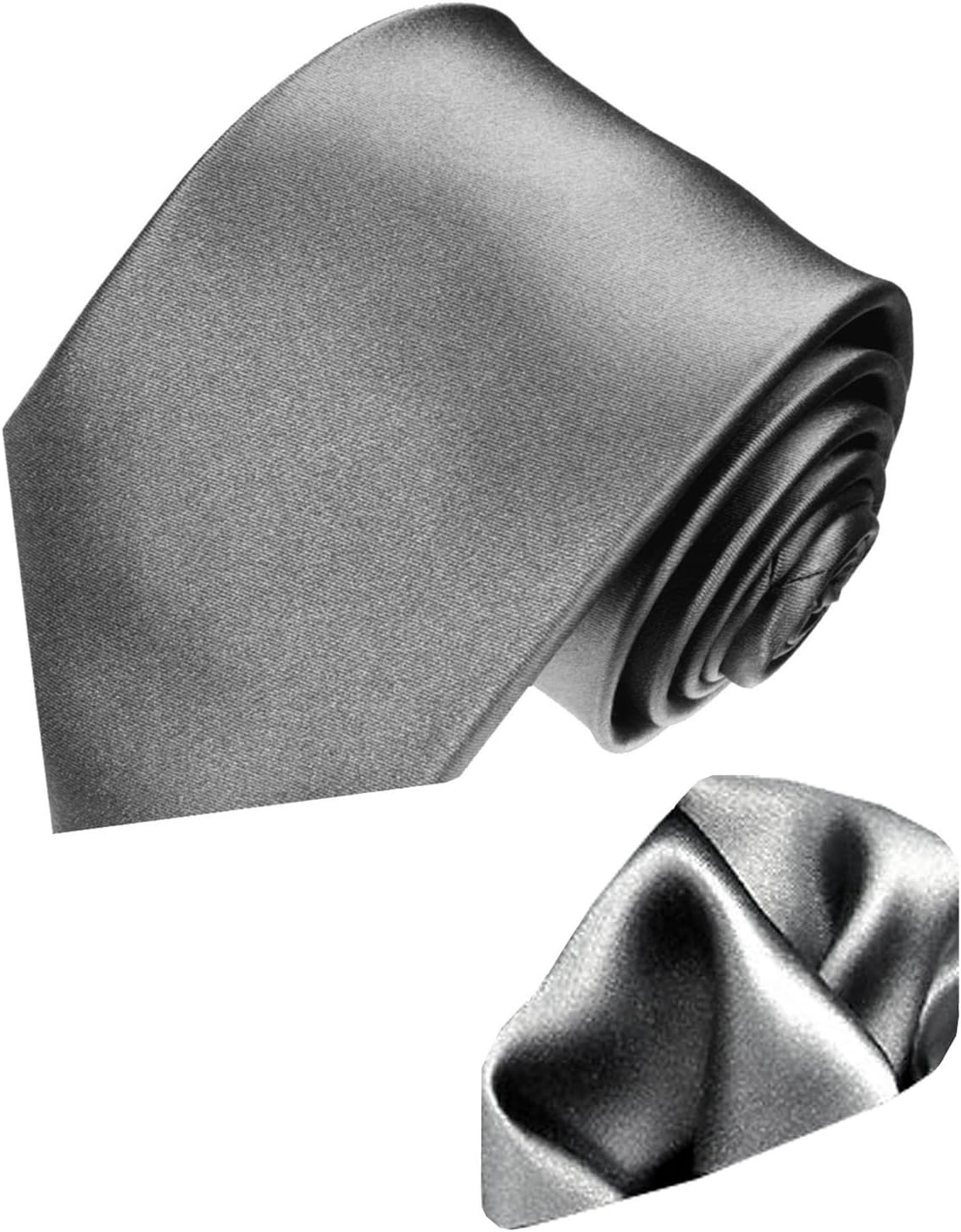 LORENZO CANA Classic Silk Woven Tie Hanky Set Silver Business Necktie 8433101