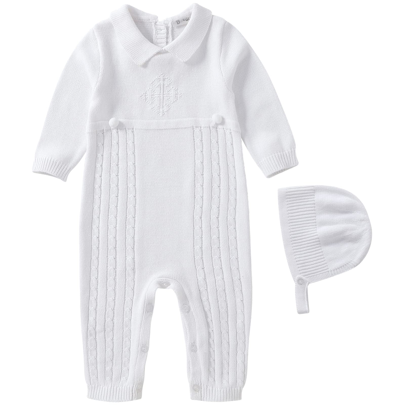 Booulfi Baby Boy's Christening Baptism Outfits Suit with Hat?Cross ...