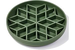 OHMO Slow Feeder Dog Bowls (Diamond, 8" Camo Green) Enrichment Toy Soft Silicone Food Safe Feeding Bowl Non Slip Suction Cup for All Breed Pet, Cat Slow Down Eating Dishes, Boredom and Anxiety Reducer