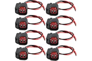 FUSCH 8PCS Fuel Injector Connectors w/ 2 Way Wiring Harnesses Compatible with EV6 EV14 ID725 ID850 ID1000 Fuel Injectors 2 Terminal Multi-Purpose Connector Fit for Chevy Dodge Ford Replace# 5013995AA