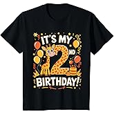 Kids Its My 2nd Happy Birthday Giraffe 2 Years Old Party Toddlers T-Shirt