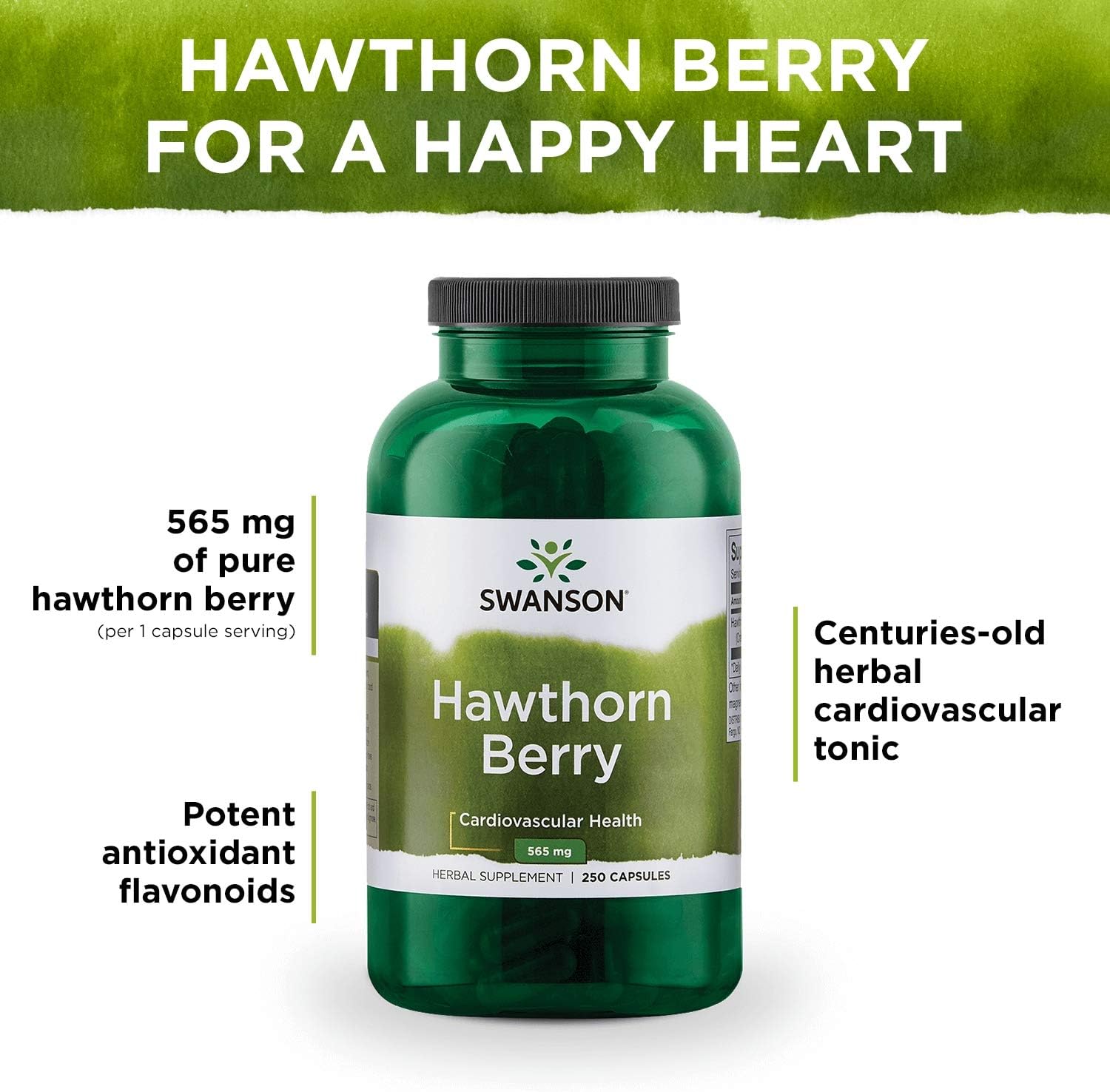 Swanson Premium Hawthorn Berries 250 Caps, 565 mg each: Health & Personal Care