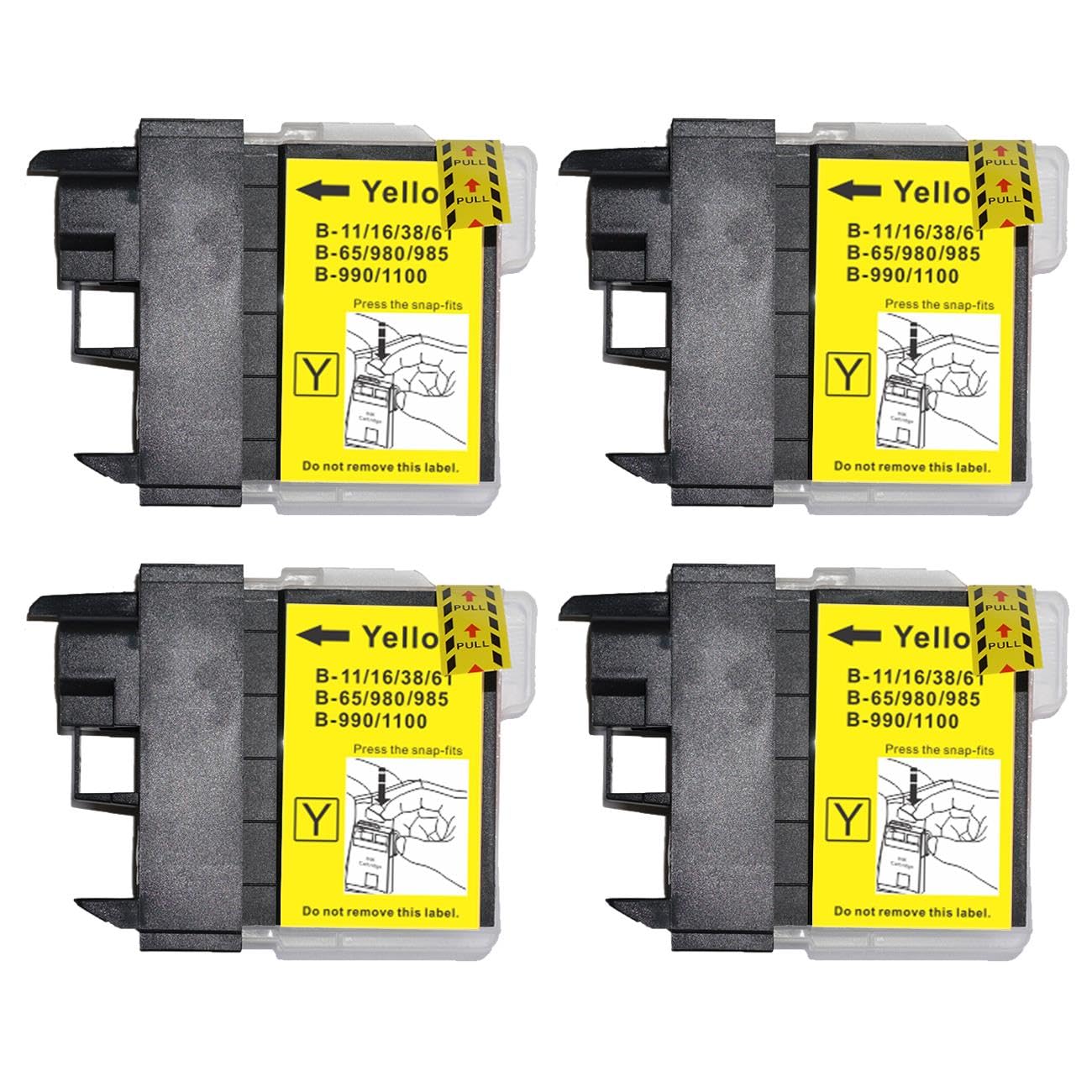 Go Inks 4 Yellow Ink Cartridges to replace Brother LC980Y and LC1100Y Compatible/non-OEM for Brother DCP and MFC Printers, High Capacity