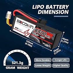 Socokin 4S Lipo Battery 14.8V 6500mAh 100C 4 Cell