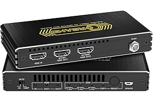 CORSAHD 8K@60Hz 4K@120Hz HDMI 2.1 Splitter 1 in 2 Out,48 Gbps,HDCP 2.3,Supports VRR,ALLM,HDCP Bypass,EDID,Duplicate/Mirror/Copy,Downscale,HDR,Dolby Vision Atmos,Soundbar