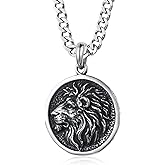 KIRTIJW Wolf/Lion/Snake/Eagle/Bull/Crow Necklace for Men Gothic Punk Biker Animal Pendant Necklace Jewelry for Men Boys 60cm
