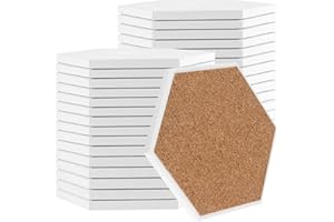 JOIKIT 30 Pack 4 Inch Ceramic Tiles for Crafts Coasters, Hexagon Unglazed Ceramic Tiles with Cork Backing Pads, Use with Alcohol Ink or Acrylic Pouring, Make Your Own Coasters