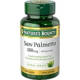 Nature's Bounty Saw Palmetto, Herbal Health Supplement, Prostate and Urinary Health, 450 mg, 100 Capsules