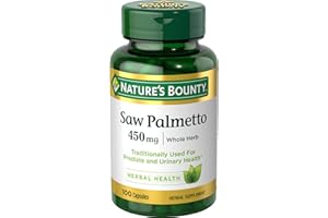Nature's Bounty Saw Palmetto, Herbal Health Supplement, Prostate and Urinary Health, 450 mg, 100 Capsules
