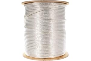 Paracord Planet Braided Nylon Rope with Galvanized Wire Core – High Tensile Strength – Halyard Line – Use for Flagpoles, Sailboats, Winches, Pulleys (White - 3/8 Inch, 100 Feet)