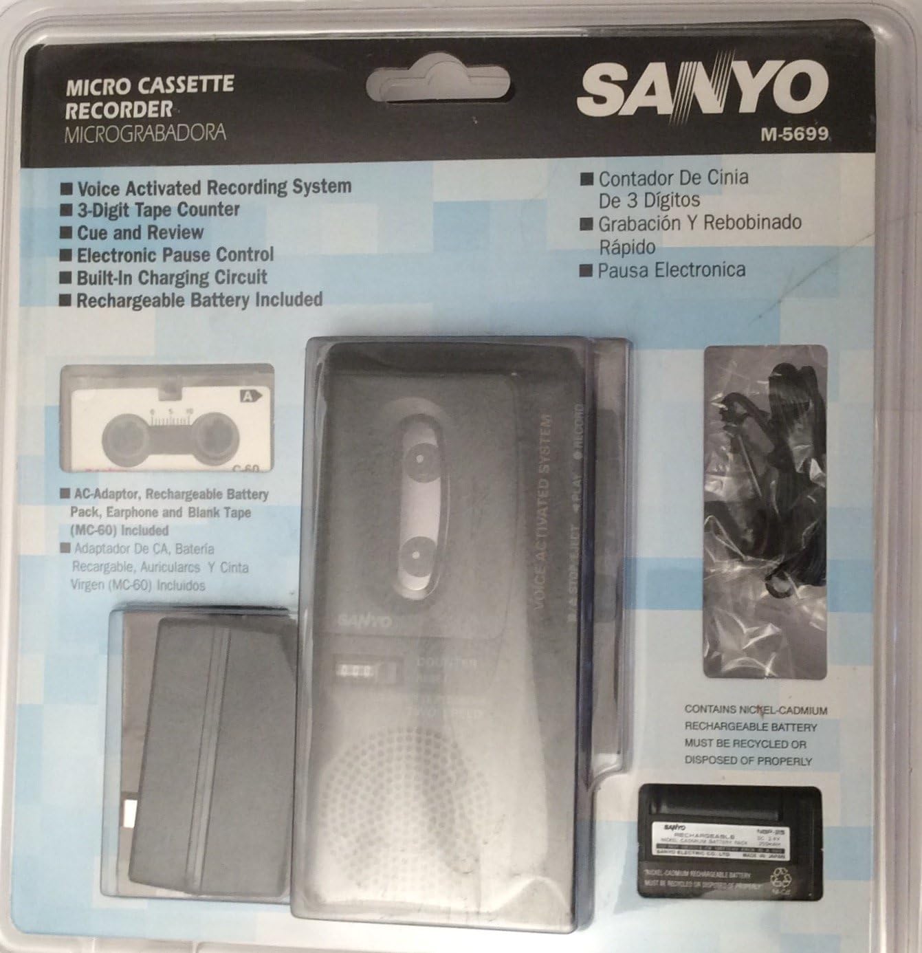 Sanyo M5699 Rechargeable Microcassette Recorder Amazon.ca Office