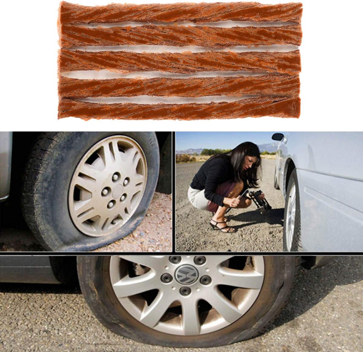 Amazon Kiirou タイヤ パンク修理キット バイク車チューブレス ２枚 タイヤパンククイック修復 ゴムストリップ タイヤ修理ツールキット 車 バイク