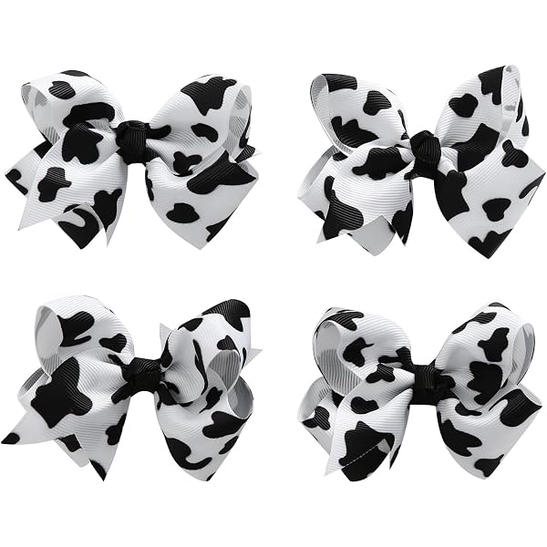 Kuh Stria Cheer Bow – Große Haarschleife Mit Kuhdruck, 20,3 Cm, Ripsband, Für Pferdeschwanz