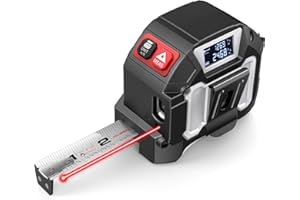 2-in-1 Laser Tape Measure, 152Ft Rechargeable Laser Measurement Tool & 16Ft Self-Locking Tape, Movable Magnetic Hook, Support