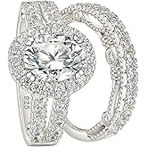 Wuziwen Oval Cut Wedding Rings for Women 925 Sterling Silver Cubic Zirconia Bridal Set Engagement Promise Ring