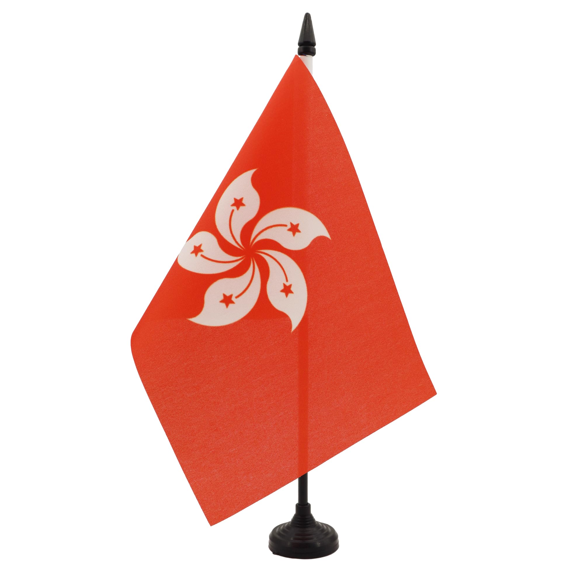 AZ FLAG Hong Kong Table Flag 5'' x 8'' - Hong Konger Office Decoration 100% Polyester 21 x 14 cm - Mini Desk Flag with Pole and Black Plastic Base