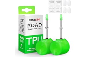 2 Pack CYCLAMI Bike Tire Tube for 700C Road / MTB26/27.5/29 / Gravel, TPU Bike Inner Tube with 45/60/65/80/85mm Presta Valves, Ultra-Light TPU Inner Tube(Include Patch Repair Kits)