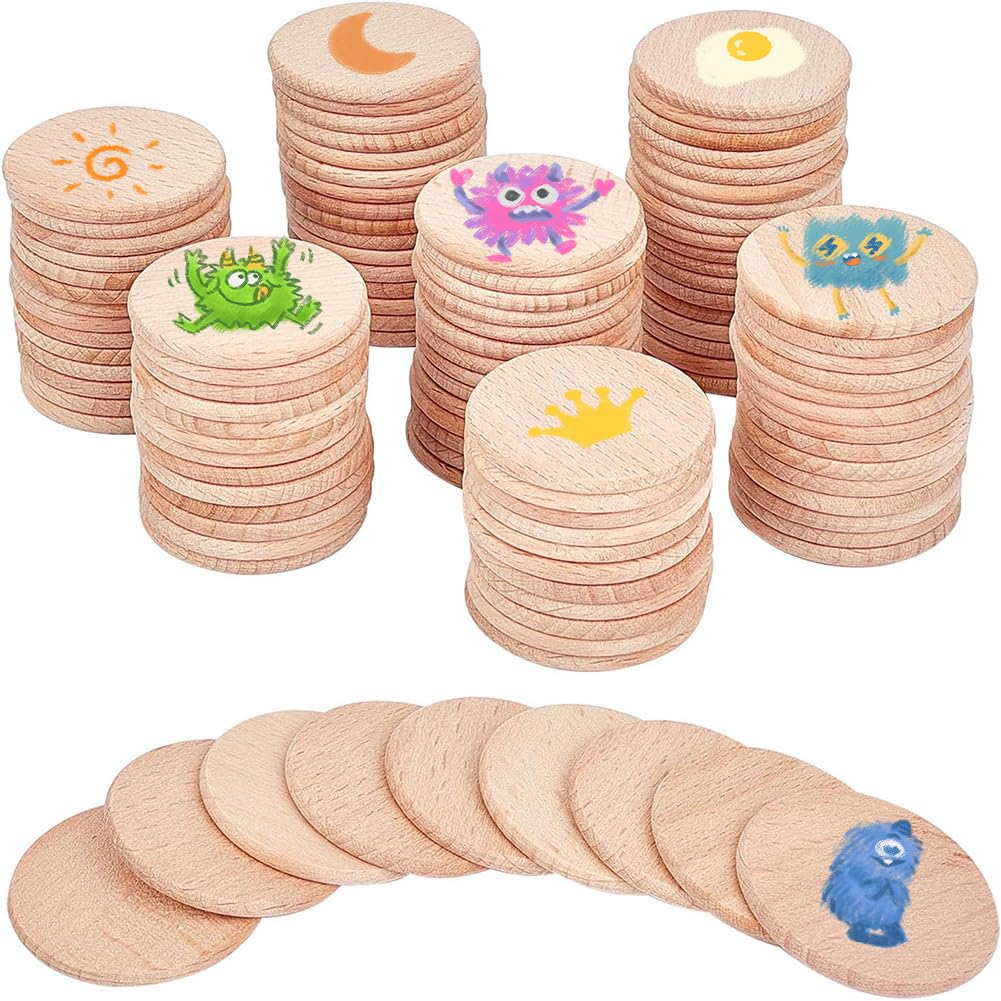 NBEADS 100 Pcs Beech Wooden Pieces, 3.8cm Unfinished Wood Circles Round Slices Wooden Cutouts Ornaments for DIY Crafts Painting Wedding and Home Decoration