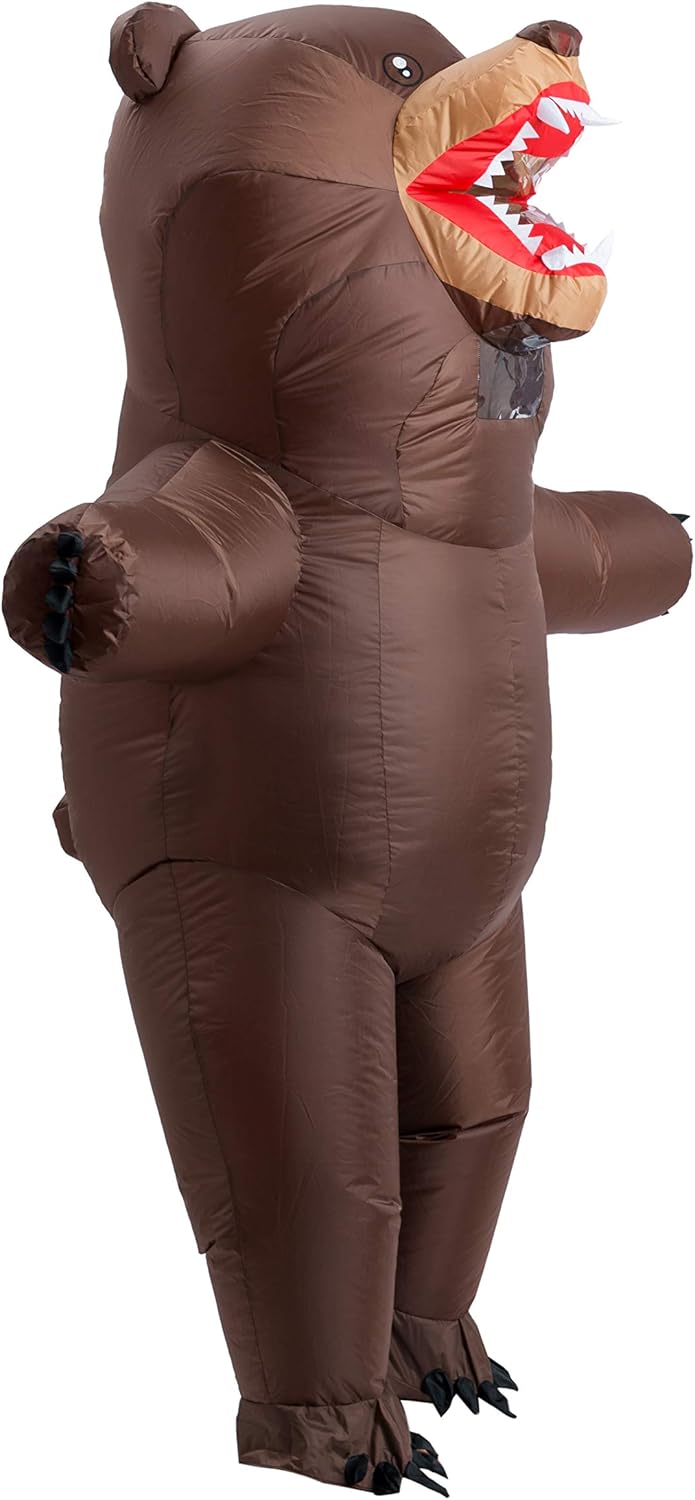 Spooktacular Creations Inflatable Costume Full Body Bear Air Blow-up Deluxe Halloween Costume - Adult One Size Brown: Clothing