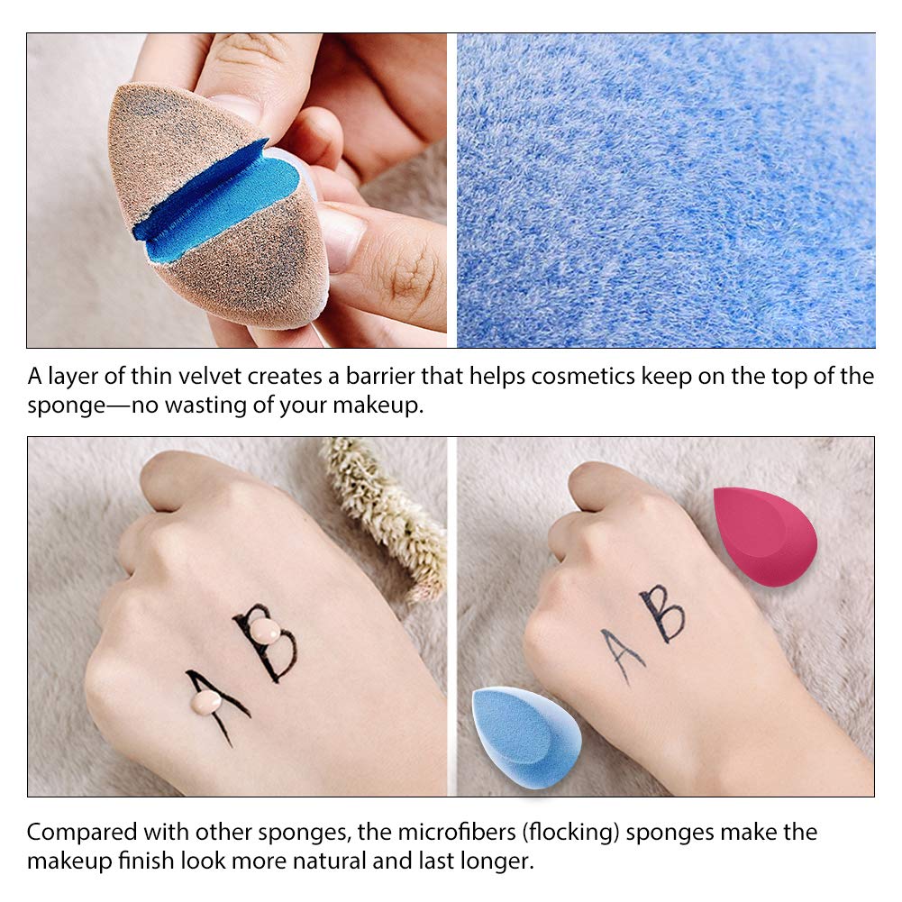 BAIMEI 4Pcs Microfiber Velvet Beauty Sponge, Fuzzy Beauty Sponge Blender Set, Latex-Free Makeup Sponge for Liquid Foundation, Cream and Powder : Beauty