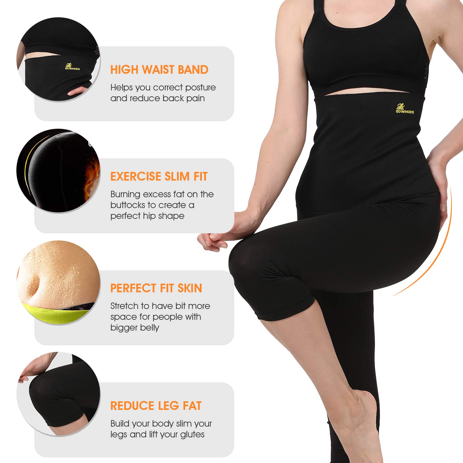 Gowhods Efficient Burning Waist Fat - Increasing Perspiration, Slim Waist Faster, Reducing Cellulite, Comfortable Sweat Weight Loss Suit for Lifting, Yoga, Cross Fit Workouts - XL