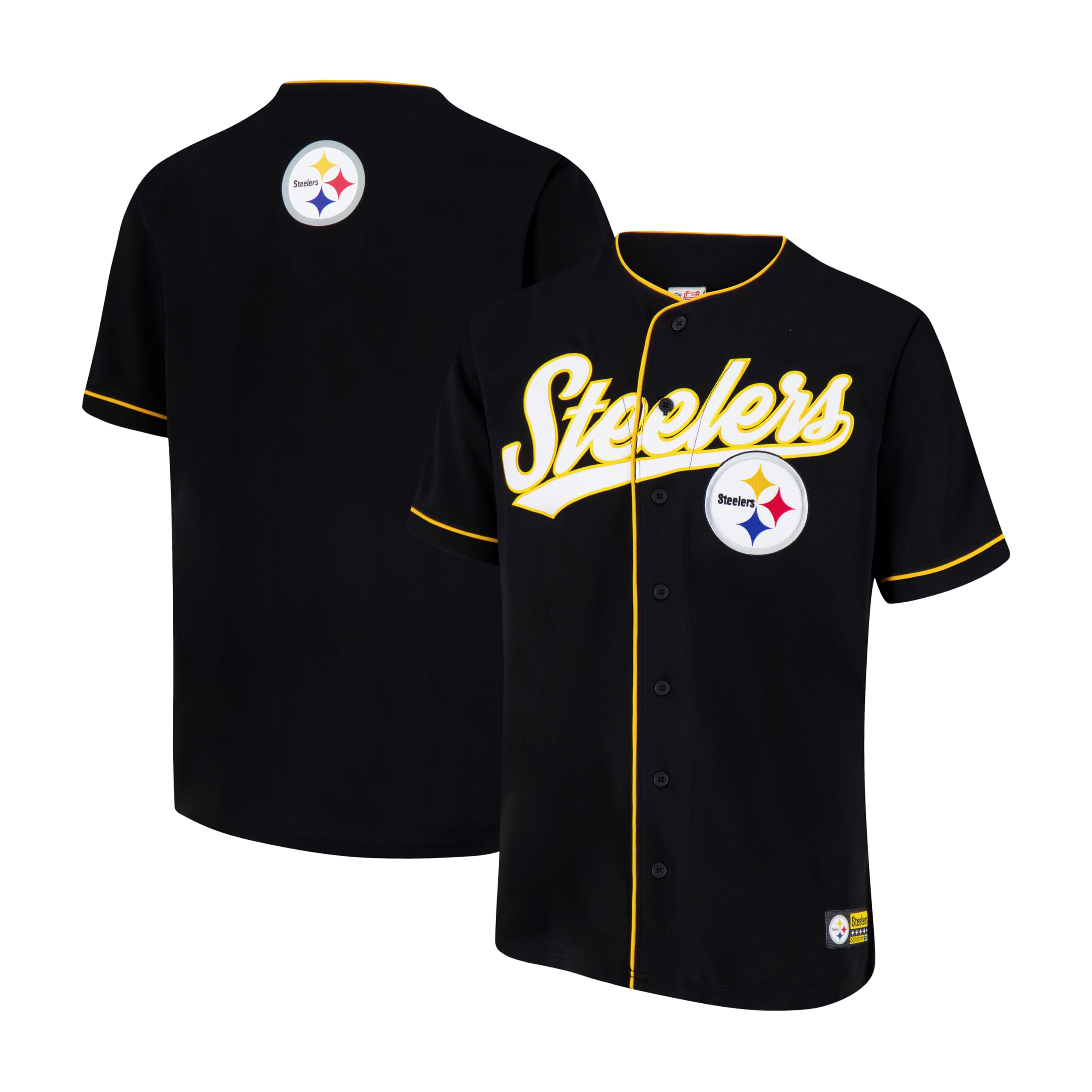 Ultra Game NFL Official Adults Game Day Button Down Baseball Mesh Jersey Shirt - Unisex, Pittsburgh Steelers, Team Color, X-Large Image
