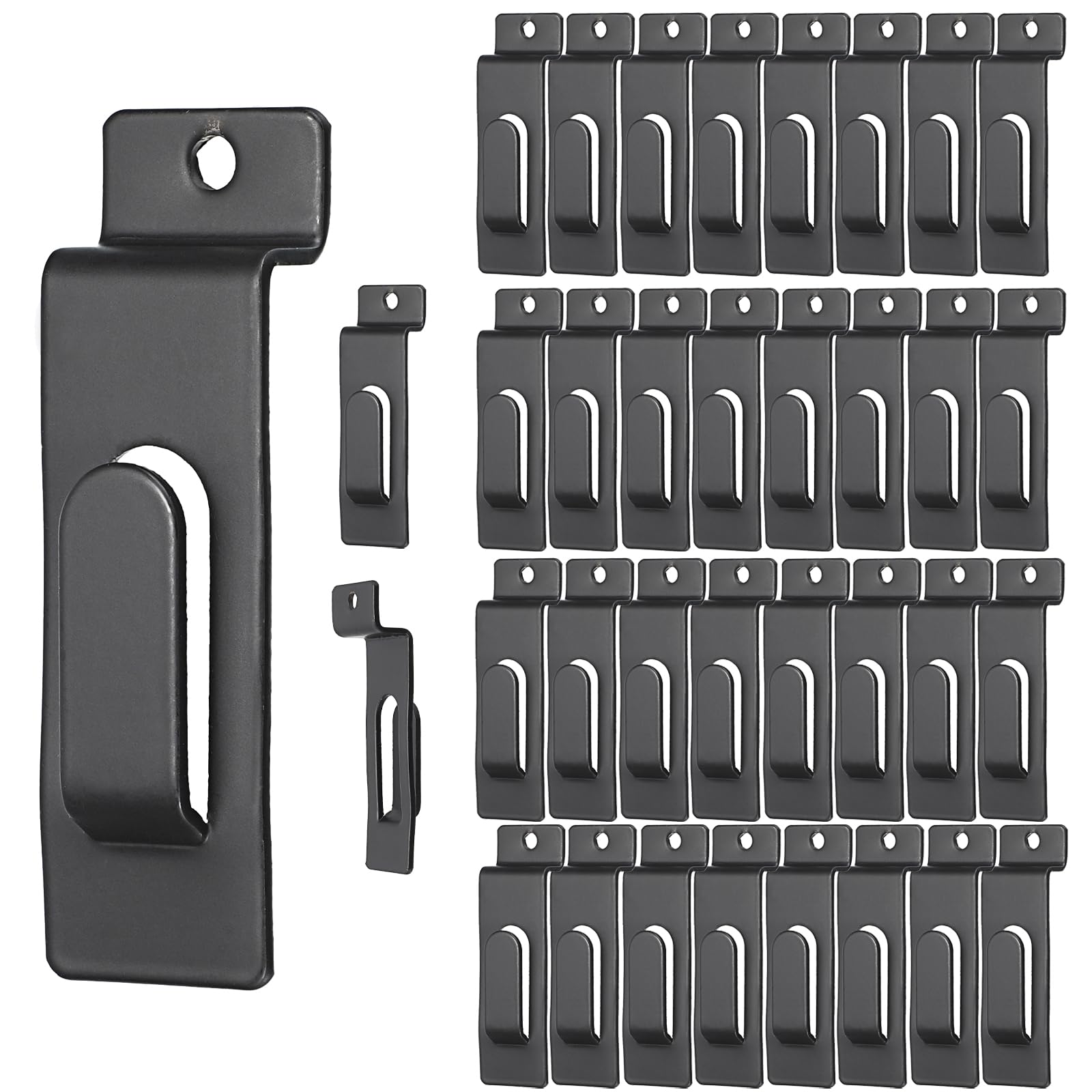 IGNPION 35Pcs Metal Painting Slatwall Hanging Hooks, Slat Wall Display Notch Hooks for Picture Frame, Commercial Artworks Slatwall Board Accessories Hangers for Shop, Show, Workshops