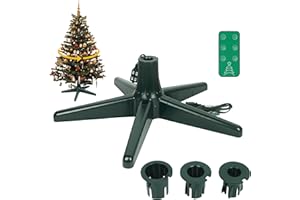 Blissun 360 Degree Rotating Adjustable Christmas Tree Stand with Remote Control, Suitable for Up to 7.5 Feet Artificial Christmas Trees, Dark Green