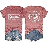 Swimming Mom Shirt Swim Mama Shirts for Women Living That Swim Moms Life Tee Funny Graphic Tees Short Sleeve Tops