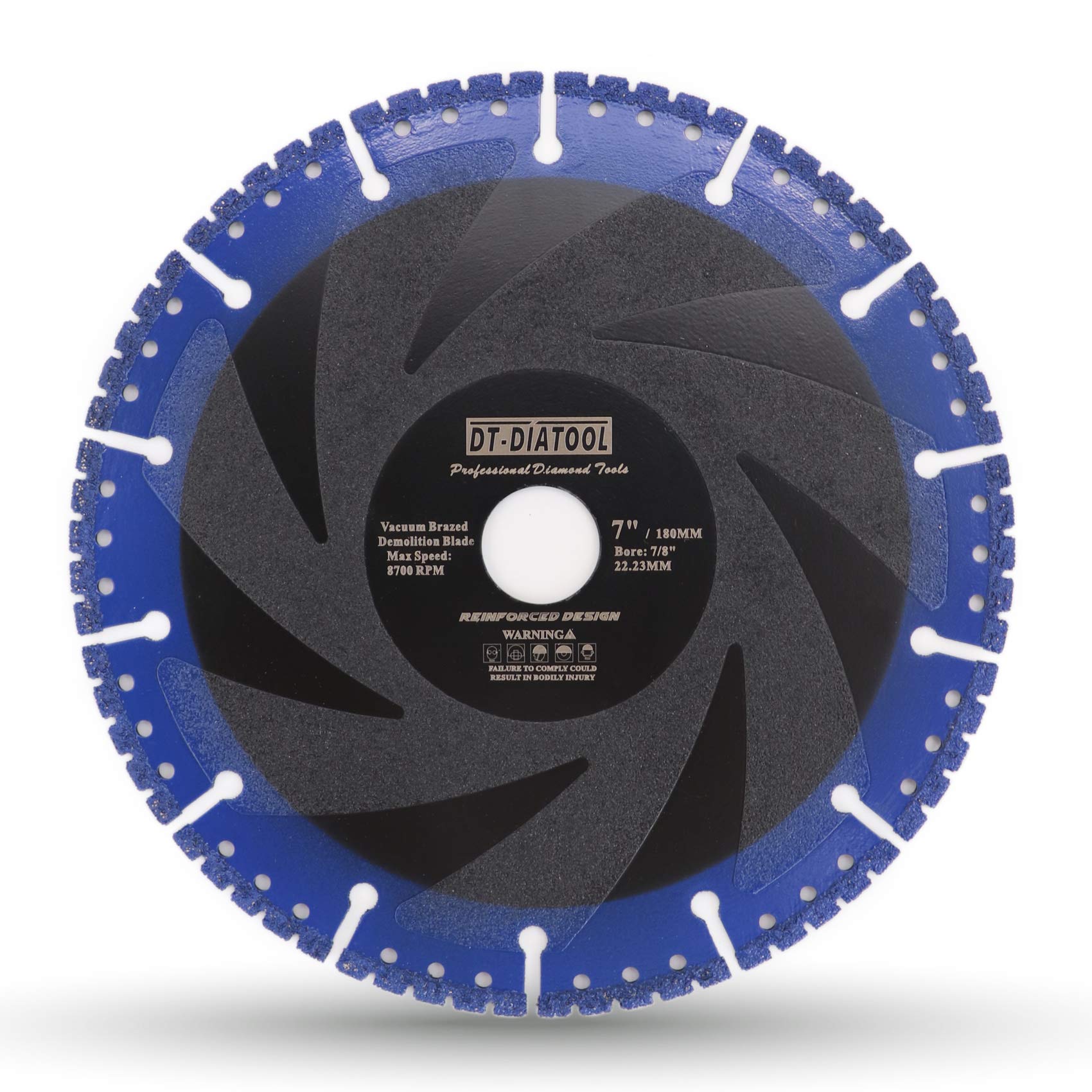 DT-DIATOOL Diamond Saw Blade 7 Inch / 180mm Multi Purpose Cut-off Wheel for Reinforced Concrete Steel Pipe Rebar Iron PVC All Tough Materials