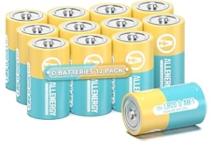 ALLENERGY D Batteries 12 Pack LR20 1.5V Alkaline Battery Long-Lasting, 10-Year Shelf Life